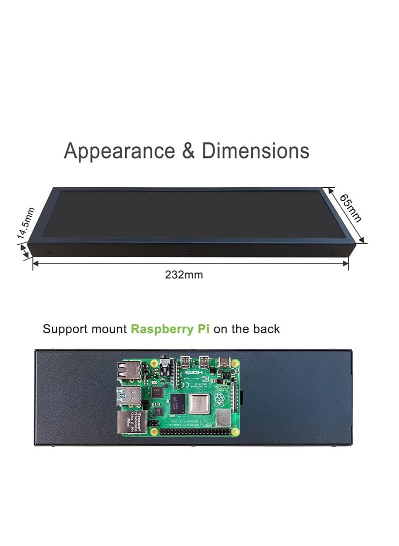 Excefore - Portable Touch Screen Monitor Small, 8.8" HDMI Computer Temp Monitor, PC Temperature Display With Case, 10-Point IPS 60Hz PC Sensor Panel Display for Raspberry Pi Windows, Laptop AIDA64 CPU - Image 1