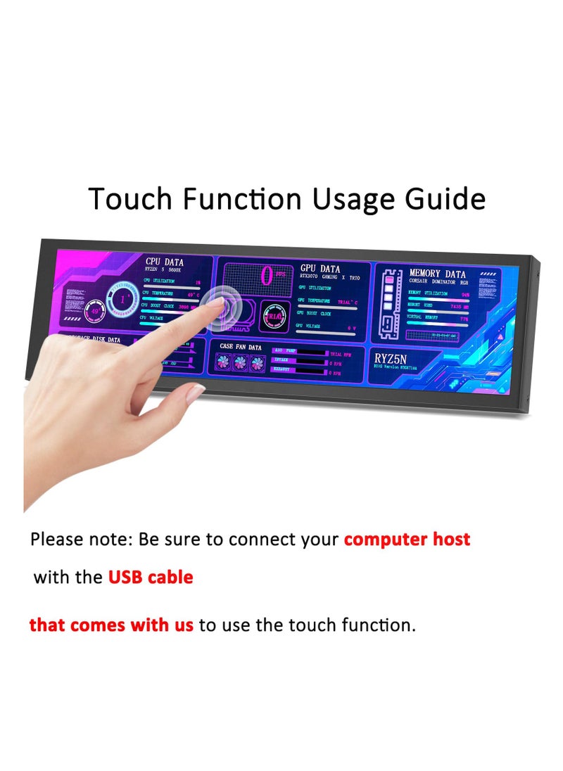 Excefore - Portable Touch Screen Monitor Small, 8.8" HDMI Computer Temp Monitor, PC Temperature Display With Case, 10-Point IPS 60Hz PC Sensor Panel Display for Raspberry Pi Windows, Laptop AIDA64 CPU - Image 1