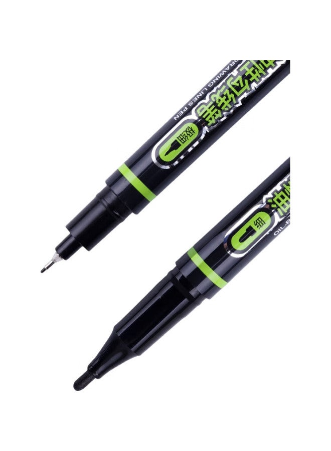 Baoke Mp2915 Dual-Tip Fine And Thick Permanent Marker Pen Set, Conference Pen, Signing Pen, Marker Pen, Black, 12 Pcs/Box - Image 2