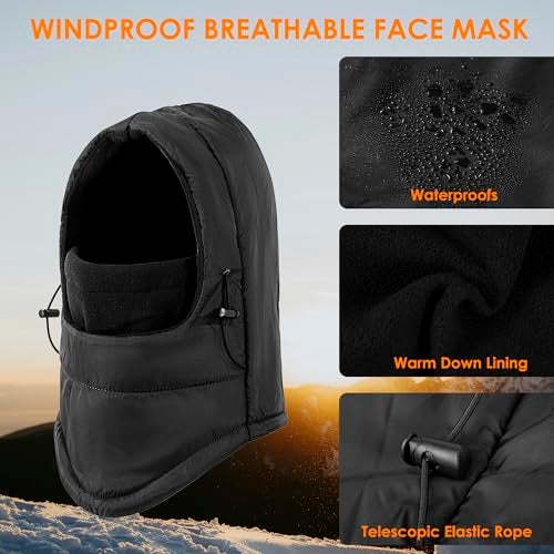 Tyzrdnac Balaclava Ski Mask Fleece Lining Windproof Warm Adjustable Thermal Winter Cold Weather Face Mask for Men Women Red - Image 2