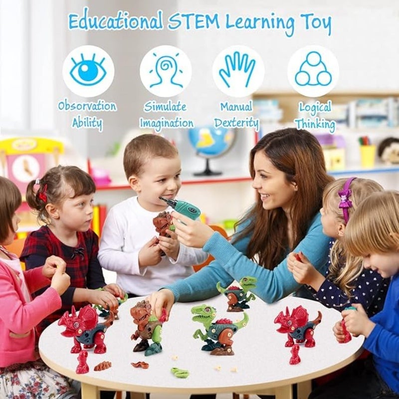 Toy Dinosaur Toys, Take Apart Toys, Learning Educational Building Sets with Electric Drill, Ideal Gift for Boys Girls Age 3 4 5 6 7 8 Year Old - Image 2