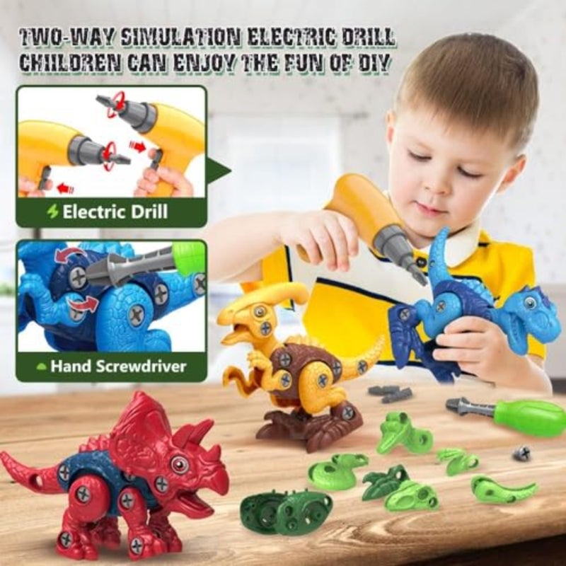 Toy Dinosaur Toys, Take Apart Toys, Learning Educational Building Sets with Electric Drill, Ideal Gift for Boys Girls Age 3 4 5 6 7 8 Year Old - Image 5