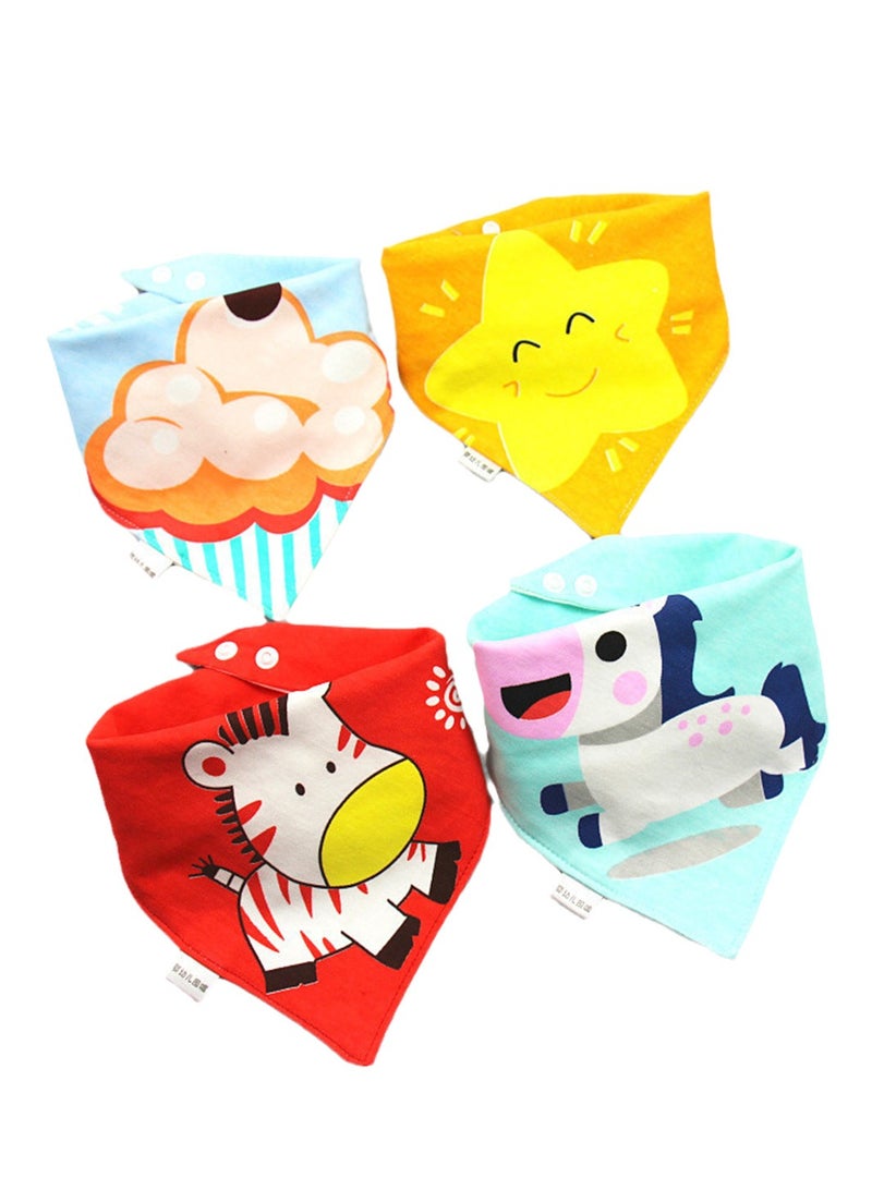 4pcs Baby saliva towel baby triangle towel pure cotton double-layer snap waterproof newborn bib pocket children's scarf - Image 1