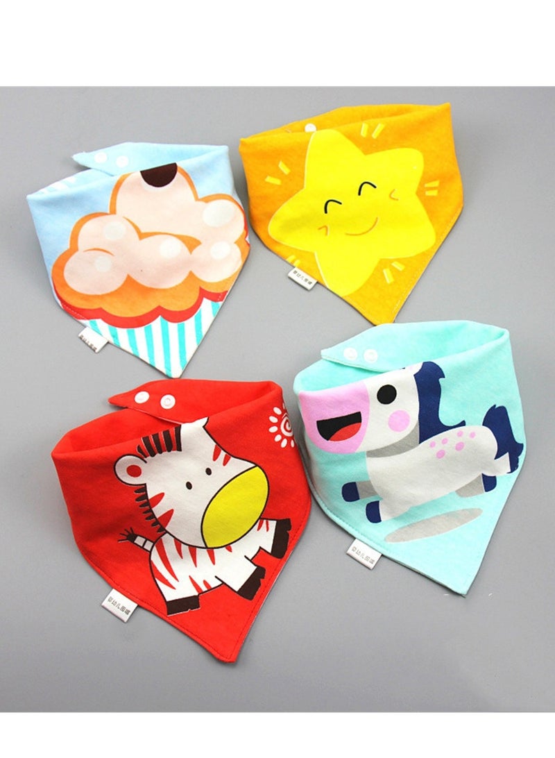 4pcs Baby saliva towel baby triangle towel pure cotton double-layer snap waterproof newborn bib pocket children's scarf - Image 2