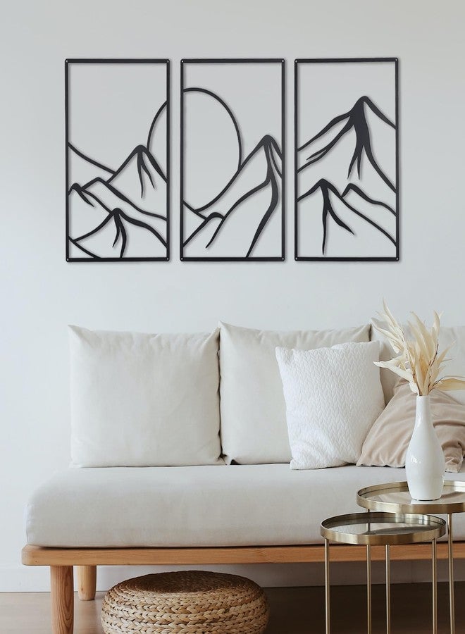 OYEFLY 3 Pcs Minimalist Metal Wall Art, Forest Line Drawing Wall Decor (Black) - Image 4