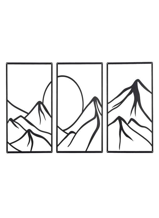 OYEFLY 3 Pcs Minimalist Metal Wall Art, Forest Line Drawing Wall Decor (Black) - Image 1