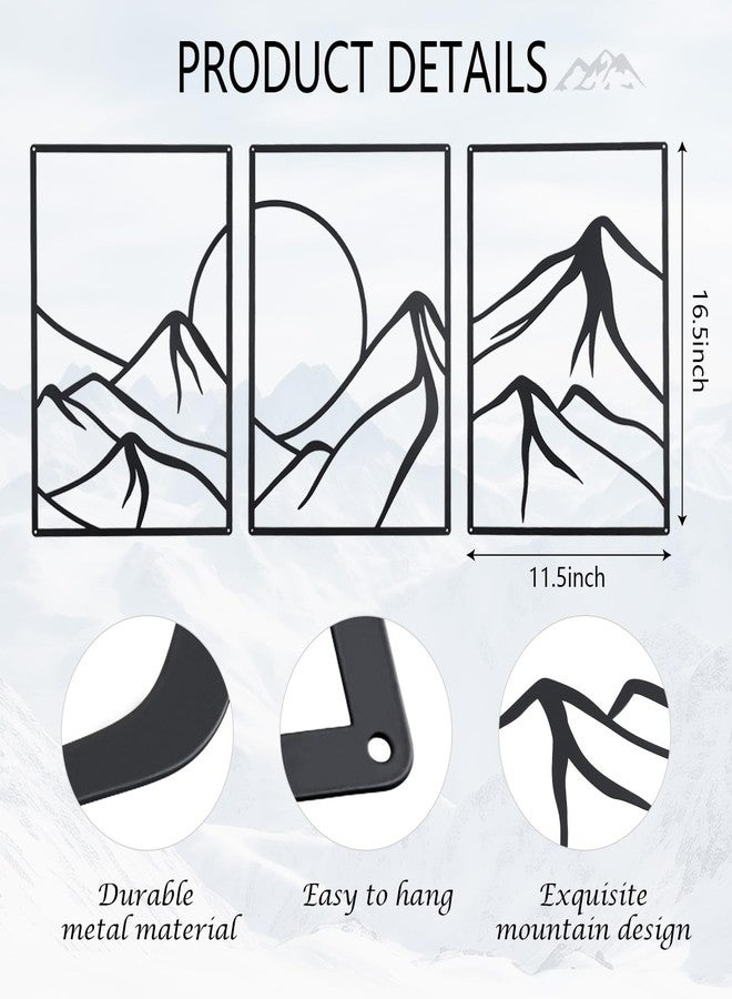 OYEFLY 3 Pcs Minimalist Metal Wall Art, Forest Line Drawing Wall Decor (Black) - Image 2