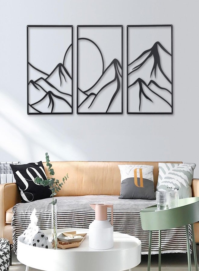 OYEFLY 3 Pcs Minimalist Metal Wall Art, Forest Line Drawing Wall Decor (Black) - Image 3
