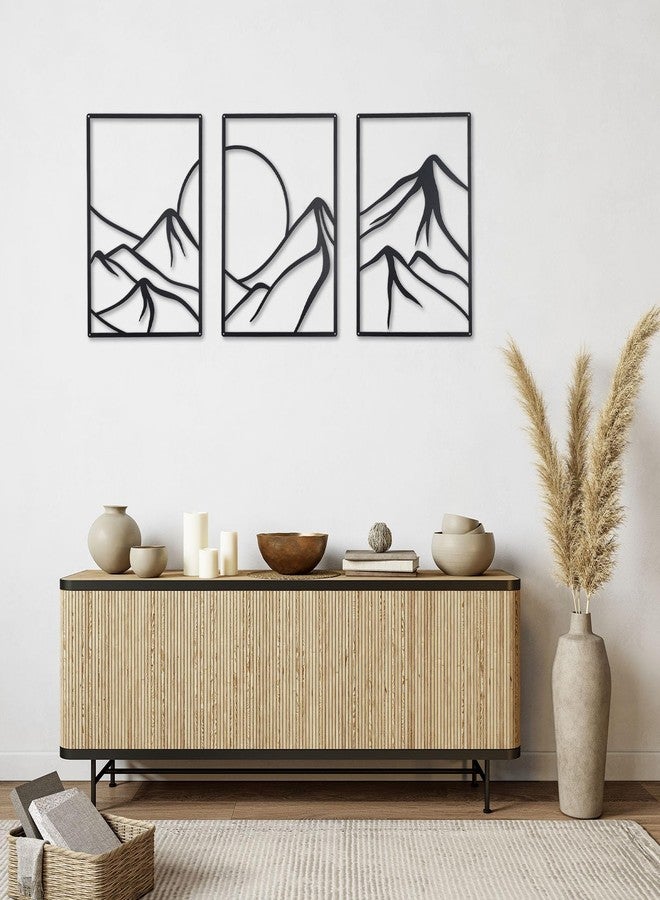 OYEFLY 3 Pcs Minimalist Metal Wall Art, Forest Line Drawing Wall Decor (Black) - Image 5