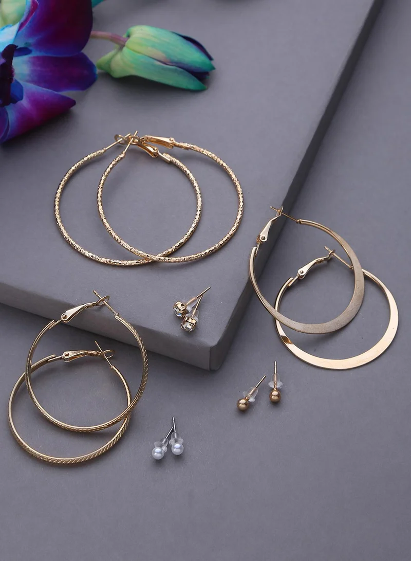 SOHI Set Of 6 Contemporary Artificial Hoop Earring Jewellery