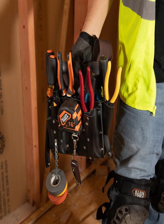 Klein Tools 5167 Leather Tool Pouch, 11-Pocket 11-Pocket Leather - Image 4
