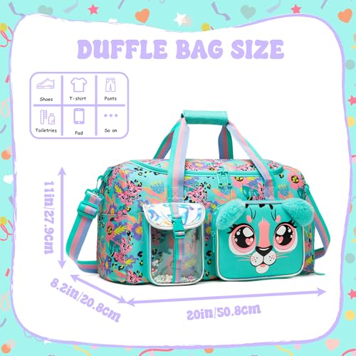 Oruiji Kids Duffle Bag Girls Travel Bag for Kids Overnight Bag for Girls Dance Bag for Girls Weekender Bag Gym Bag with Shoe Compartment - Image 2