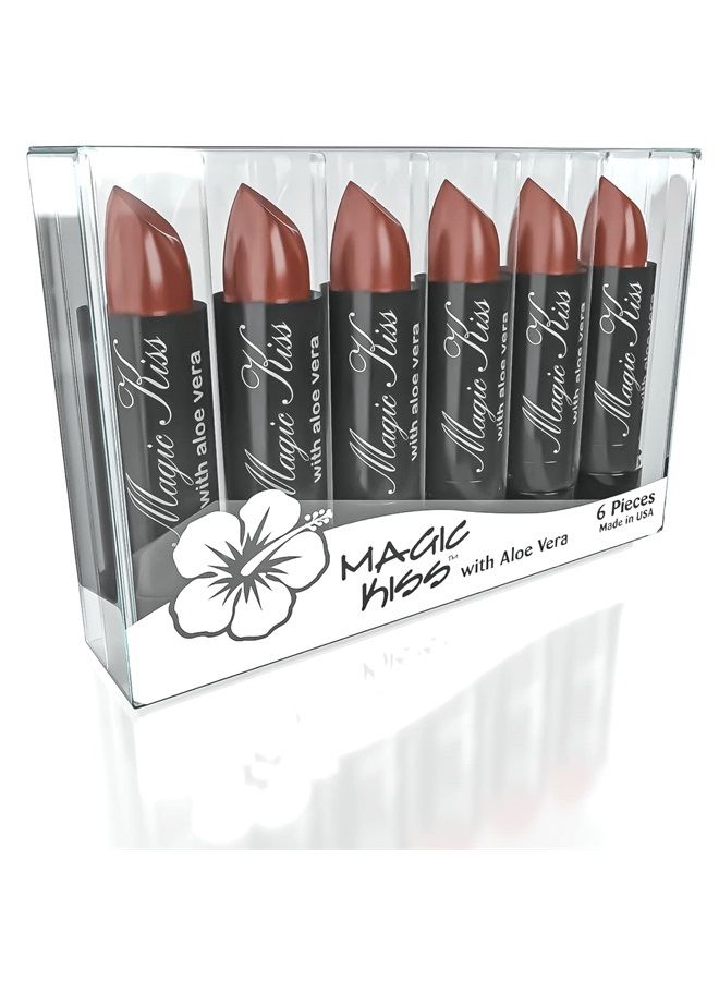 Magic Kiss Lipstick Set Aloe Vera Color Changing 6 Pack MADE IN USA (Chocolate) - Image 1