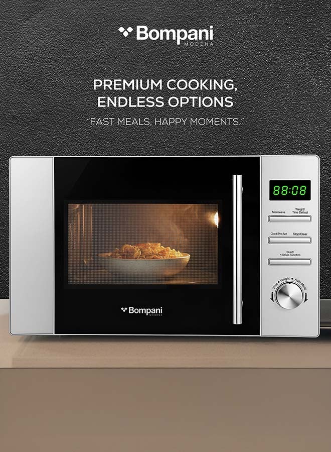 Bompani Microwave Oven With Digital Control, 5 Power Levels, 8 Auto Menus, And 30S Quick Start - Defrost By Weight/Time, Led Display, Glass Turntable, Cooking Timer, And End Signal With One Year Warranty 20 L 1050 W BMO20DS Grey - Image 2