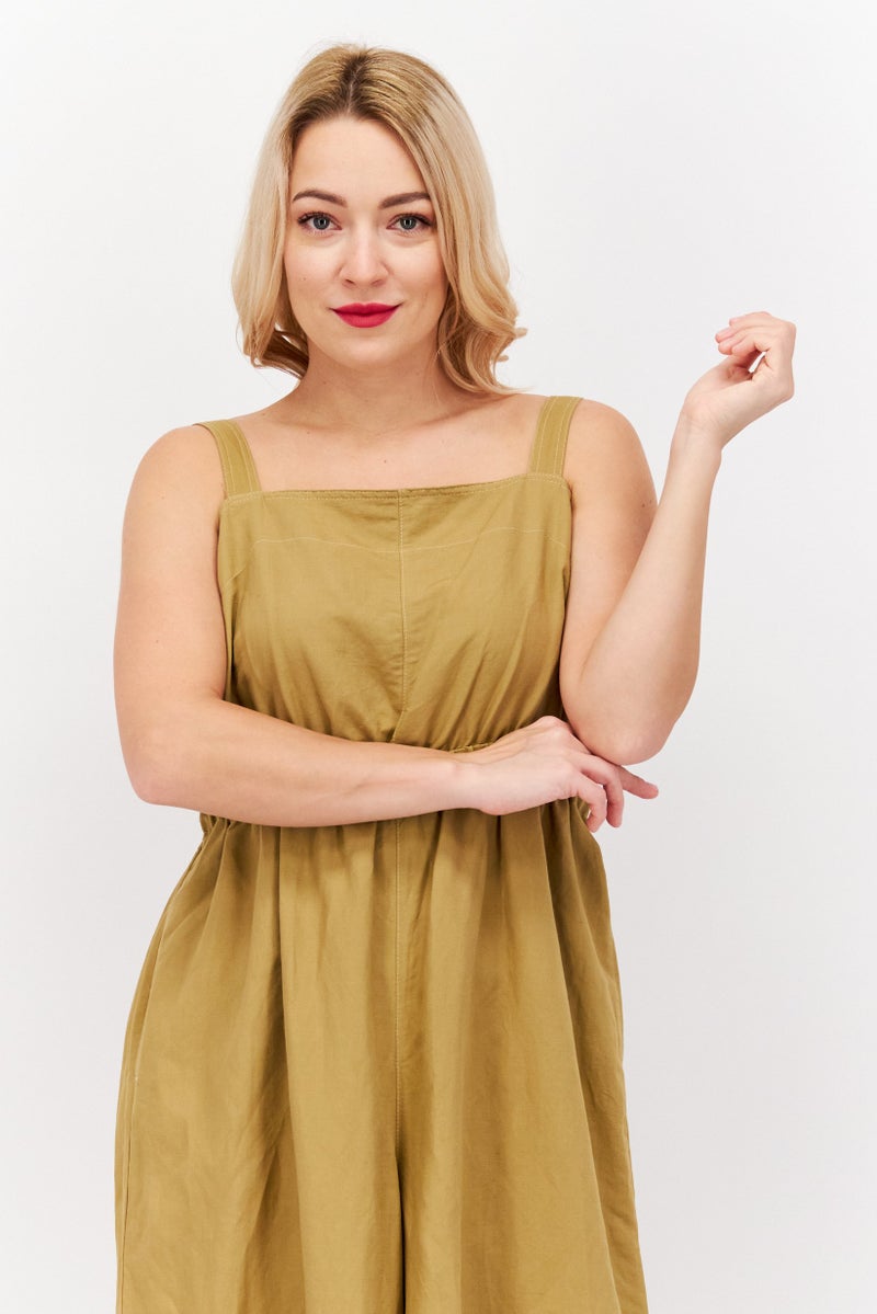 ESPRIT Women Plain Sleeveless Jumpsuit, Brown  - Image 2