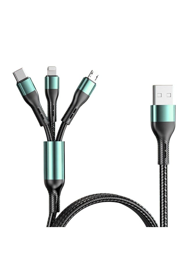 كابل شحن سريع 3 في 1، 5 أمبير، نايلون مضفر، 1.2 متر، USB إلى Type-C + Micro + Lightning، كابل بيانات متعدد الشحن، سلك نايلون متين، شحن سريع ومزامنة، متوافق مع جميع الهواتف الذكية والأجهزة اللوحية - Image 2