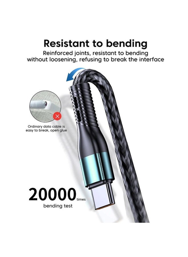 كابل شحن سريع 3 في 1، 5 أمبير، نايلون مضفر، 1.2 متر، USB إلى Type-C + Micro + Lightning، كابل بيانات متعدد الشحن، سلك نايلون متين، شحن سريع ومزامنة، متوافق مع جميع الهواتف الذكية والأجهزة اللوحية - Image 3