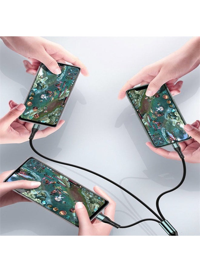 كابل شحن سريع 3 في 1، 5 أمبير، نايلون مضفر، 1.2 متر، USB إلى Type-C + Micro + Lightning، كابل بيانات متعدد الشحن، سلك نايلون متين، شحن سريع ومزامنة، متوافق مع جميع الهواتف الذكية والأجهزة اللوحية - Image 4