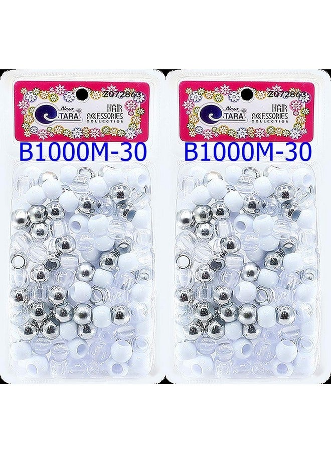 TARA Assorted Color Design Plastic Beads For Braid Hair Medium Size (Pack Of 2) Selection (B1000M30)  - Image 1