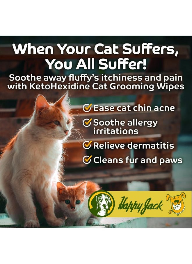 Happy Jack - HAPPY JACK KetoHexidine Dog Wipes, Chlorhexidine Wipes for Dogs & Cats with Ketoconazole, Cat Wipes for Acne, Wrinkles, Paws, Itchy Skin, Pet Wipes for Dogs, 50 Ct - Image 1