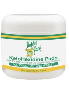 HAPPY JACK KetoHexidine Dog Wipes, Chlorhexidine Wipes for Dogs & Cats with Ketoconazole, Cat Wipes for Acne, Wrinkles, Paws, Itchy Skin, Pet Wipes for Dogs, 50 Ct