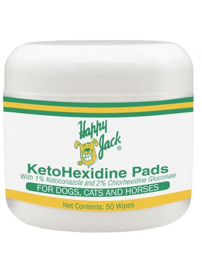 Happy Jack - HAPPY JACK KetoHexidine Dog Wipes, Chlorhexidine Wipes for Dogs & Cats with Ketoconazole, Cat Wipes for Acne, Wrinkles, Paws, Itchy Skin, Pet Wipes for Dogs, 50 Ct - Image 1