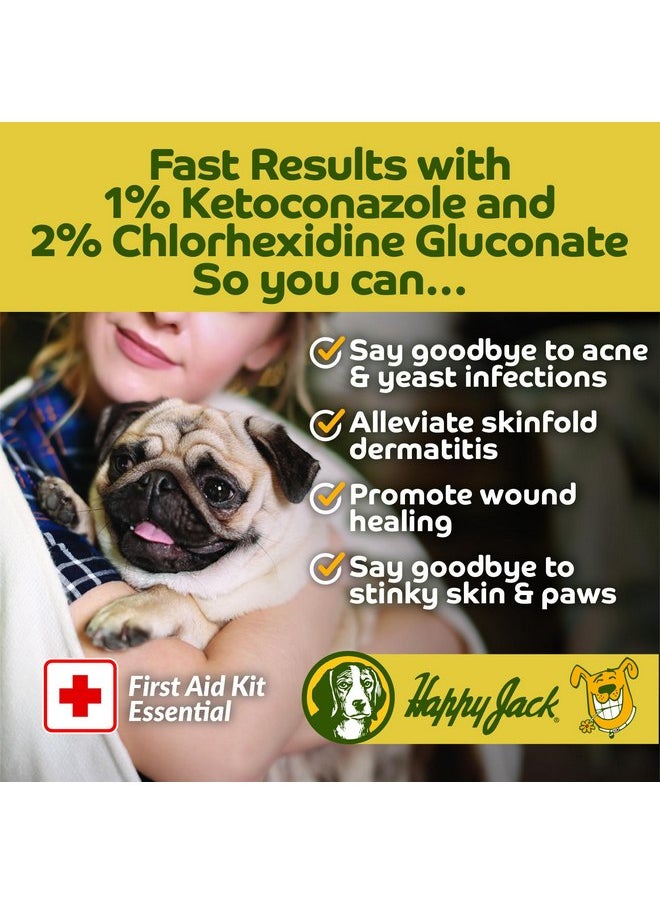 Happy Jack - HAPPY JACK KetoHexidine Dog Wipes, Chlorhexidine Wipes for Dogs & Cats with Ketoconazole, Cat Wipes for Acne, Wrinkles, Paws, Itchy Skin, Pet Wipes for Dogs, 50 Ct - Image 1