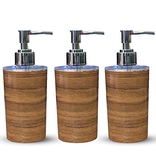 Shenron Brown Liquid Soap Dispenser for Wash Basin & Bathroom, Empty Refillable Handwash Bottle with Pump, Unbreakable Plastic Body for Household use (Set of 3) - Image 1