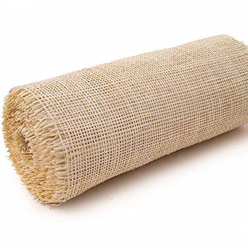 24 Width Square Rattan Cane Webbing Roll 15 Feet for Caning Projects Fine Radio Net Mesh Pre Woven Open Mesh Cane Webbing Sheet Natural Rattan Cane Webbing Roll Cabinet Chair 15 Feet