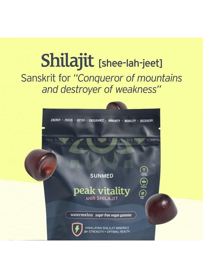 SunMed - SUNMED Peak Vitality with Himalayan Shilajit for Strength + Optimal Health Sugar-Free, Vegan, All Natural Gummies, 60ct - Watermelon Flavor - Image 1