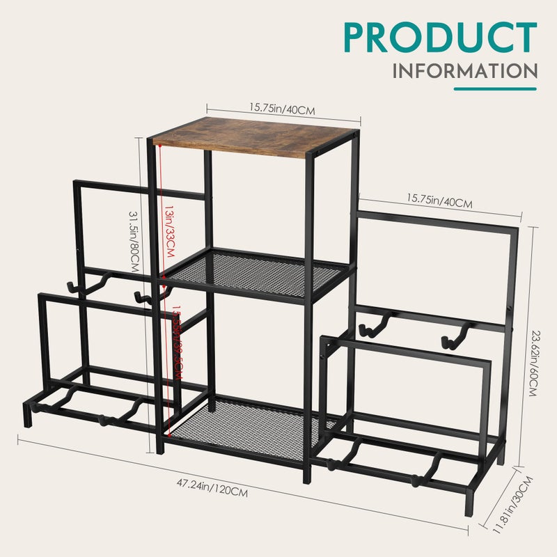 VGMiu Guitar Rack Multi Guitar Stand for Multiple Guitars, Multiple Guitar Rack Holder with 3 Tier Shelf for Acoustic, Electric Guitar, Bass, Record Player, Guitar Display Stand for Home Music Studio - Image 2