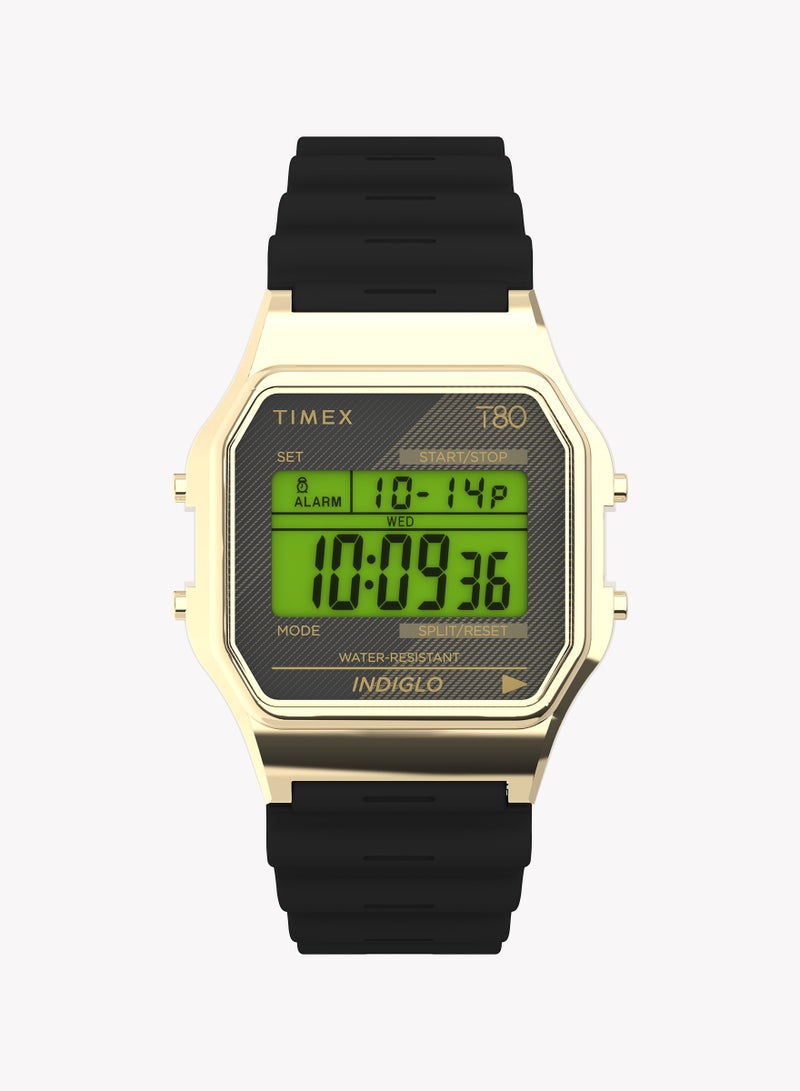 Timex 80 Gold Tone Black lens and Resin Strap TW2V41000 Unisex Watch - Image 1
