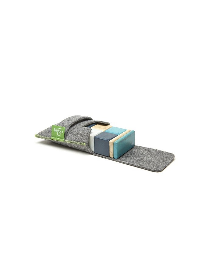 Tegu 8 Piece Tegu Pocket Pouch Magnetic Wooden Block Set, Blue  - Image 2