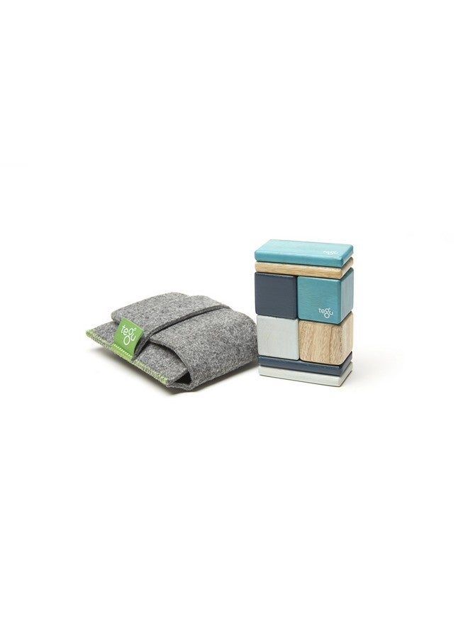Tegu 8 Piece Tegu Pocket Pouch Magnetic Wooden Block Set, Blue  - Image 1