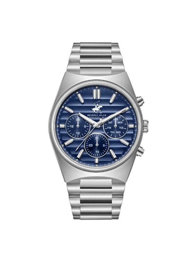 بيفرلي هيلز بولو كلوب BEVERLY HILLS POLO CLUB BP3744X.390 Men's Multi Function Display Watch & Metal Strap Silver