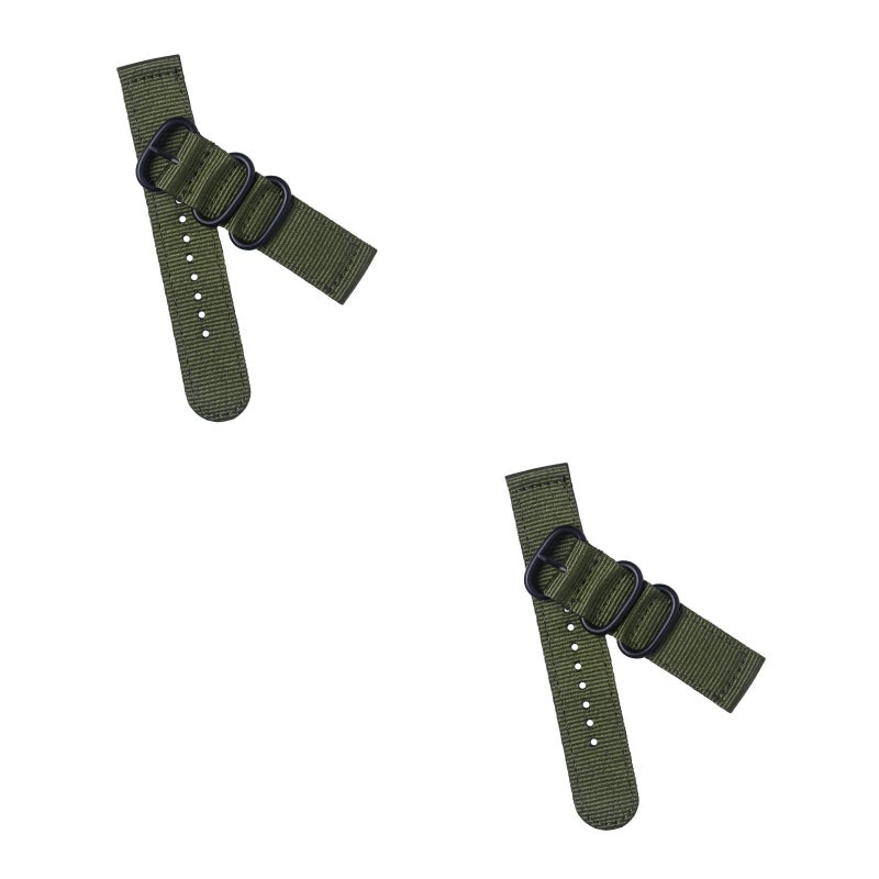 2pcs 24mm Watch Strap Webbing 2 Nylon Watch Band Wristband for Watch Replacement ( Green with Black Buckle) - Image 1