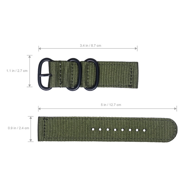 2pcs 24mm Watch Strap Webbing 2 Nylon Watch Band Wristband for Watch Replacement ( Green with Black Buckle) - Image 3