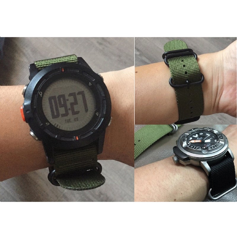 2pcs 24mm Watch Strap Webbing 2 Nylon Watch Band Wristband for Watch Replacement ( Green with Black Buckle) - Image 2