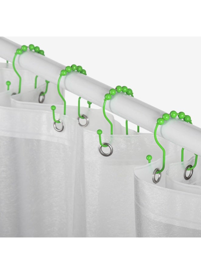 12Pcs Shower Curtain Hooks , Stainless Steel Double Hook Shower Curtain Rings, Smooth Gliding Anti-Drop Bathroom Hooks, Durable Curtain Hangers For Rod, Green - Image 5
