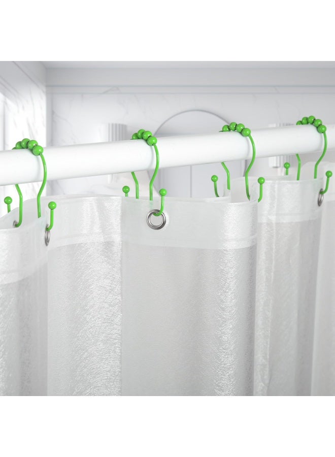 12Pcs Shower Curtain Hooks , Stainless Steel Double Hook Shower Curtain Rings, Smooth Gliding Anti-Drop Bathroom Hooks, Durable Curtain Hangers For Rod, Green - Image 2