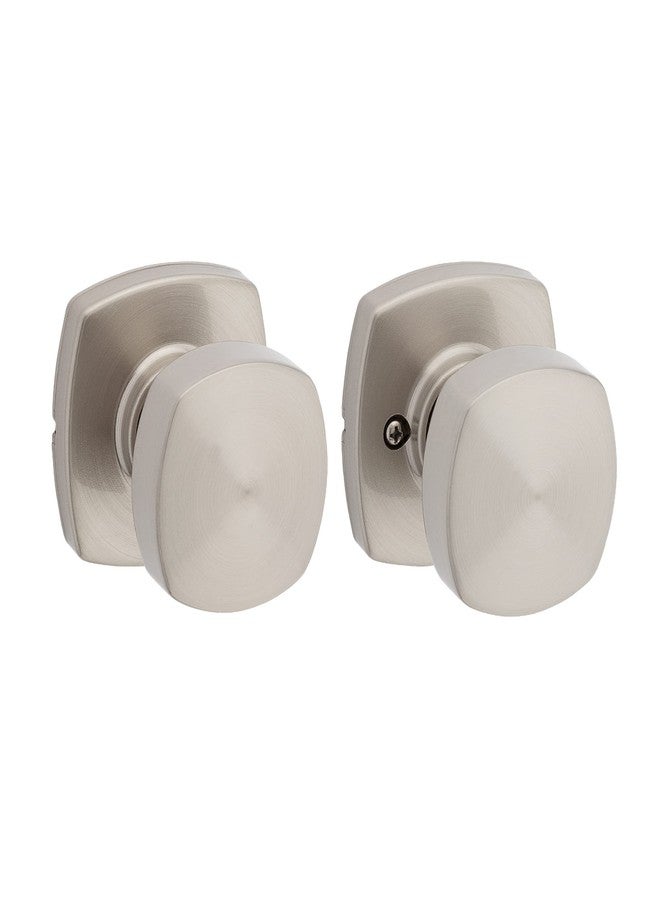 Kwikset Arroyo Knob Interior Passage Door Knob, Handle For Closet and Hallway Doors, Non-Locking Doorknob in Satin Nickel, with Microban Protection - Image 1