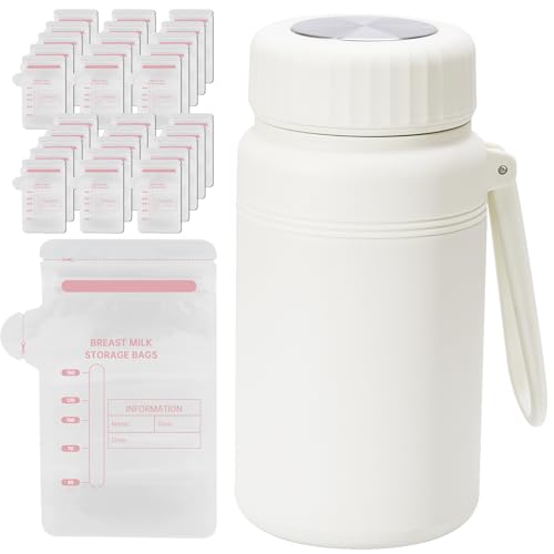 NiHome Breastmilk Cooler Bottle with 30 Storage Bags, No Pre-Freezing Instant Ice Cooling, 34oz Stainless Steel Cup Keeps Milk Cold up to 24H, Leakproof Portable Design for Travel and Nursing Moms - Image 1
