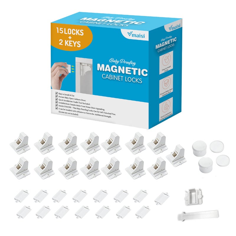 Vmaisi Baby Proofing Magnetic Cabinet Locks 15 Locks and 2 Keys