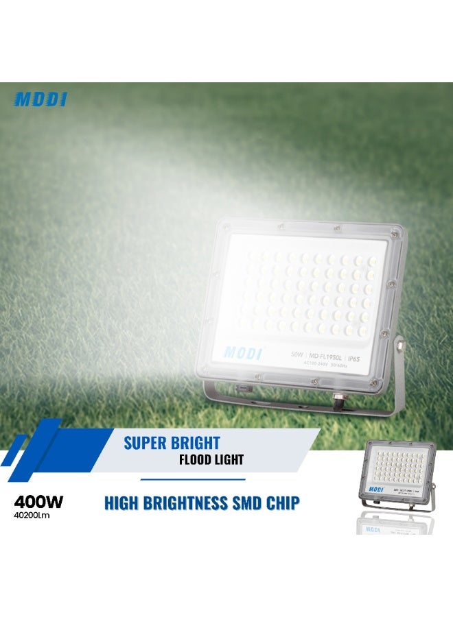 MODI LED Flood Light Outdoor 50W to 400W | IP65 Waterproof Security Light | 6500K Cool White Light | Aluminum, PC Body | Wall Mount for Garden, Garage, Warehouse, Yard (47 cm - 40200 Lm - 400 w) - Image 3