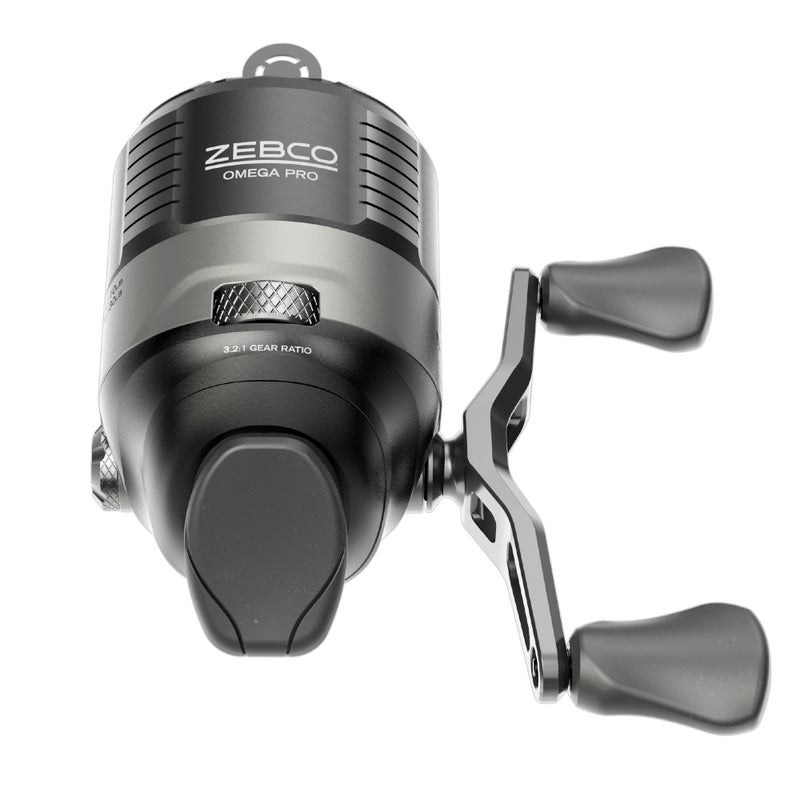 Zebco Omega Pro Spincast Fishing Reel, Size 30 Reel, Dual Ceramic Pick-up Pins, Solid-Brass Pinion Gear, GlideLine ll Line Retrieval System, Pre-Spooled with 10-Pound Fishing Line, Braid Ready, Black - Image 1
