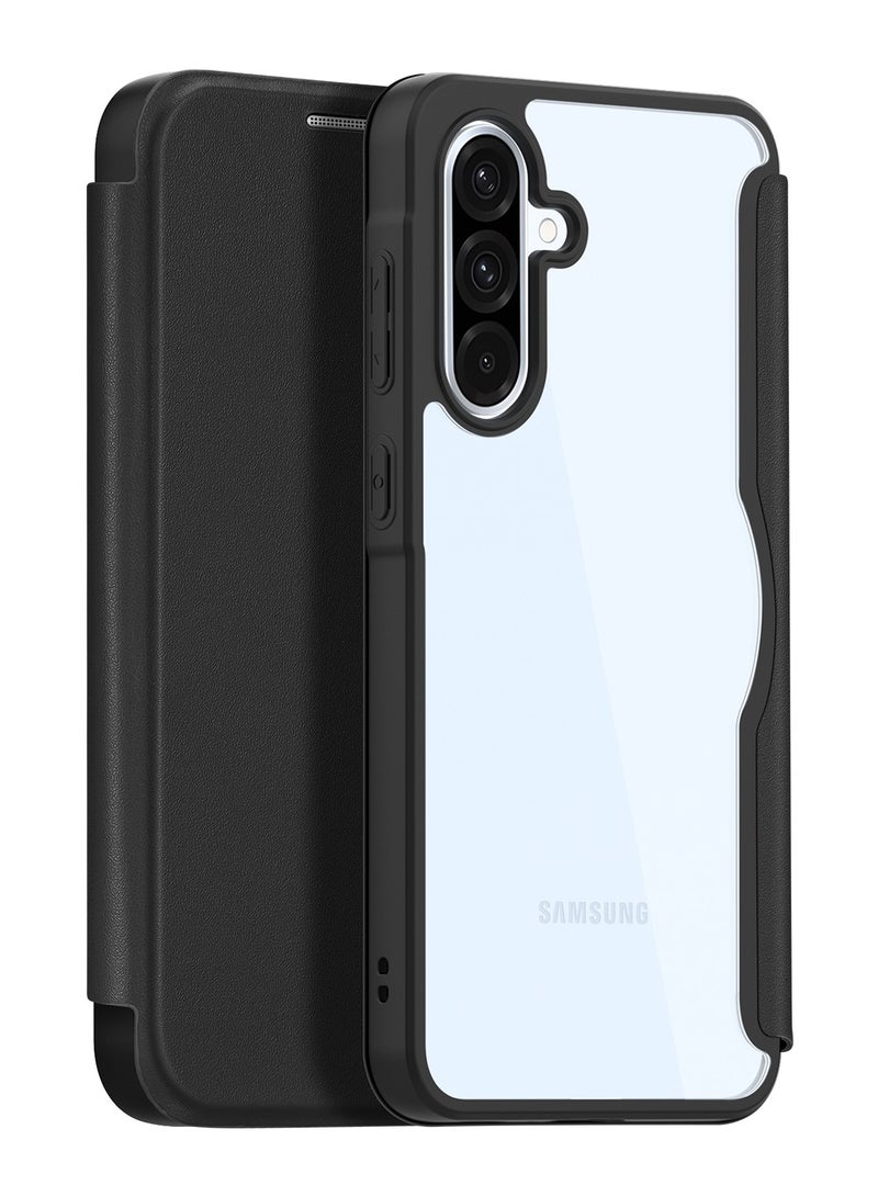 دوكس دوتشيز جراب  Skin X Pro شفاف مضاد للاصفرار [غطاء خلفي صلب من البولي كربونات ومن السيلكون ] جراب فليب  واقٍ مقاوم للصدمات متوافق مع  Samsung Galaxy A56 / A36  (أسود) - Image 1