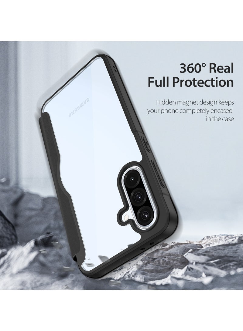 دوكس دوتشيز جراب  Skin X Pro شفاف مضاد للاصفرار [غطاء خلفي صلب من البولي كربونات ومن السيلكون ] جراب فليب  واقٍ مقاوم للصدمات متوافق مع  Samsung Galaxy A56 / A36  (أسود) - Image 4