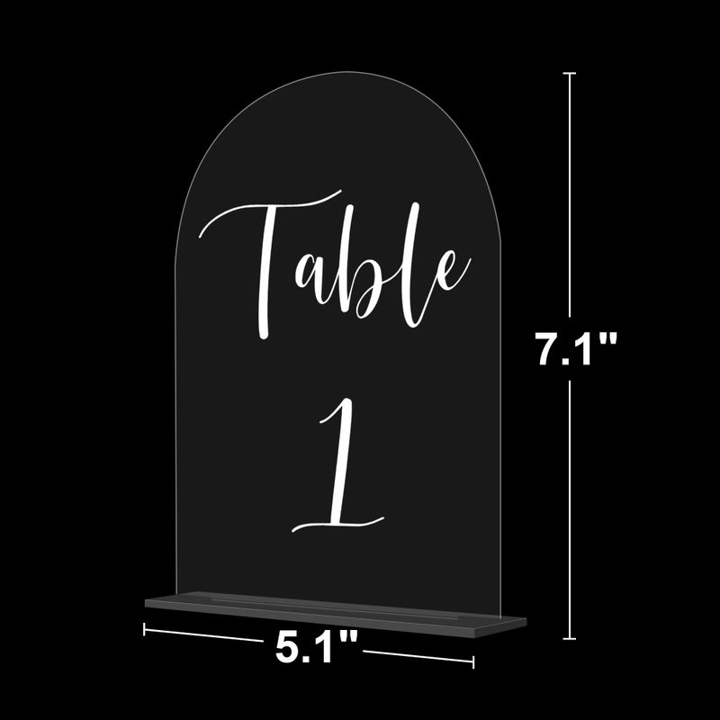 JOYIT Arch Wedding Table Numbers 1-20 with Stands â€“ 5" X 7" Acrylic Table Signs with Clear Background White Text, Perfect Acrylic Table Numbers for Wedding Receptions, Parties, Anniversaries, and Events - Image 2