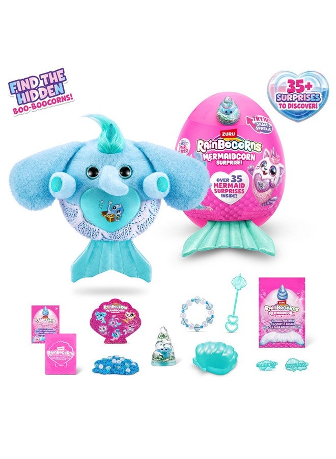 Rainbocorns Rainbocorns Mermaidcorn (Elephant) by ZURU, Collectible Plush, Mermaid Surprises, Cuddle Plush Stuffed Animal, Surprise Egg, Stickers, Magic Sands & Bubble Mixture, for Girls 3+ Up - Image 4