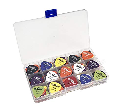 Alice 100pcs Alice Matte Anti-Skid Acoustic Electric Guitar Picks Plectrum 6 Thickness 0.58/0.71/0.81/0.96/1.20/1.50 mm With Pick Case Storage Box - Image 1